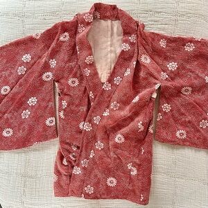 Authentic Japanese Haori kimono jacket, red size medium large